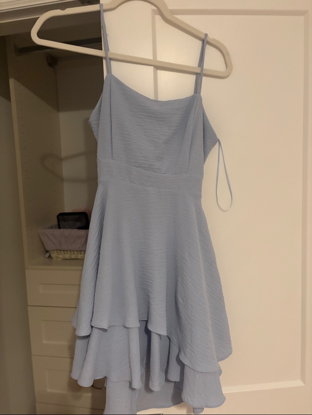 Backless blue dress